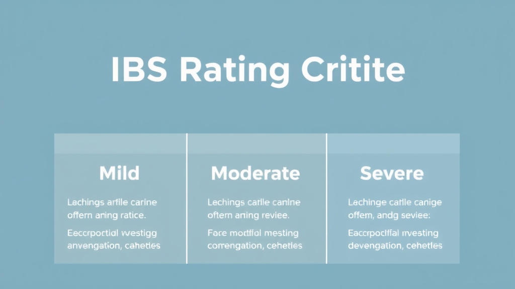 Visual guide for practical steps in ibs rating criteria: mild, moderate, and severe