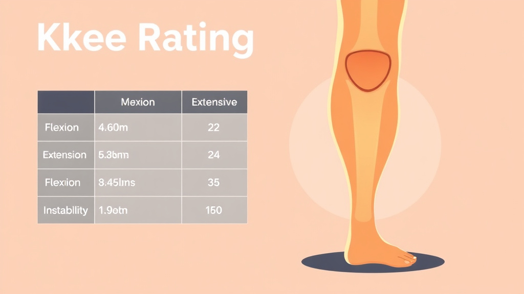 Illustration showing key concepts related to knee rating criteria: flexion, extension, and instability
