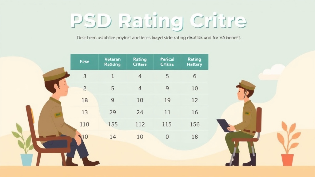 Illustration showing key concepts related to ptsd rating criteria: 0% to 100% breakdown