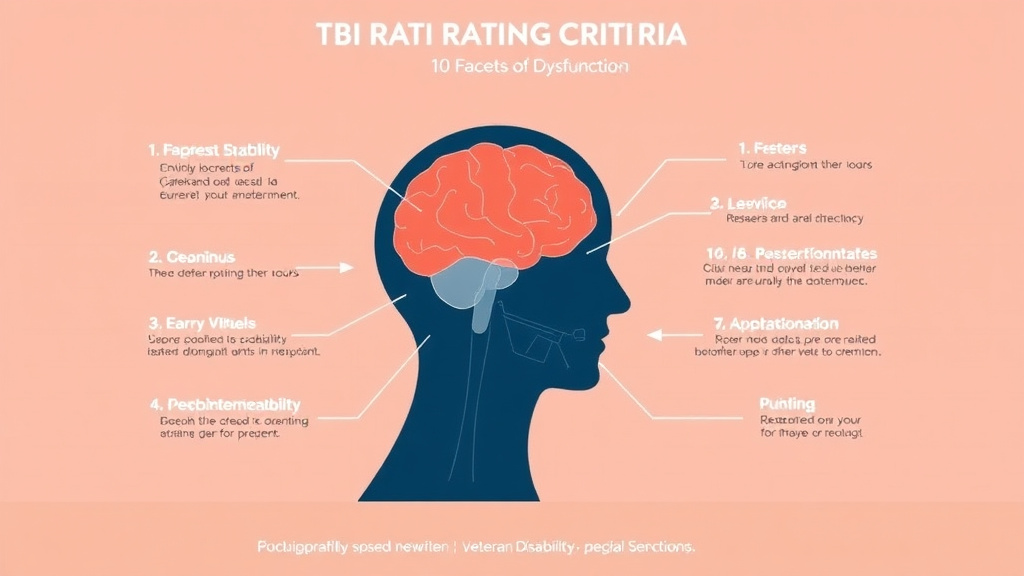 Illustration showing key concepts related to tbi rating criteria: 10 facets of dysfunction