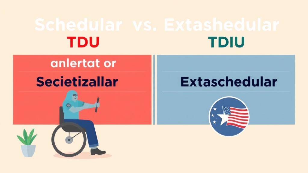 Illustration showing key concepts related to schedular vs extraschedular tdiu