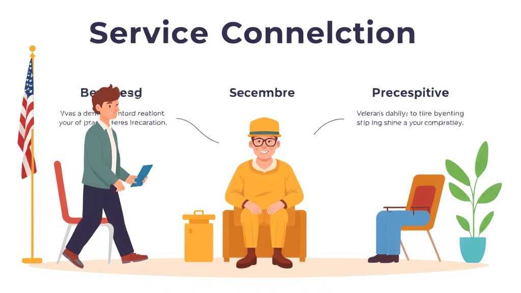 Educational graphic covering the essentials of service Connection Explained: Direct, Secondary, and Presumptive