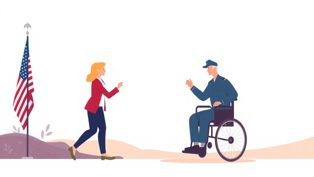 Illustration showing key concepts related to va claims for veterans over 65