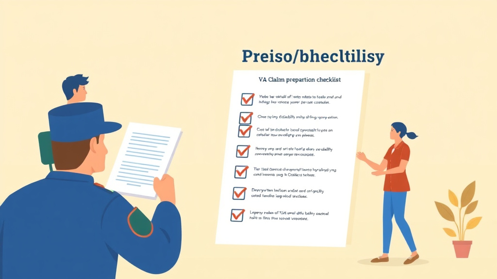 Illustration showing key concepts related to va claim preparation checklist