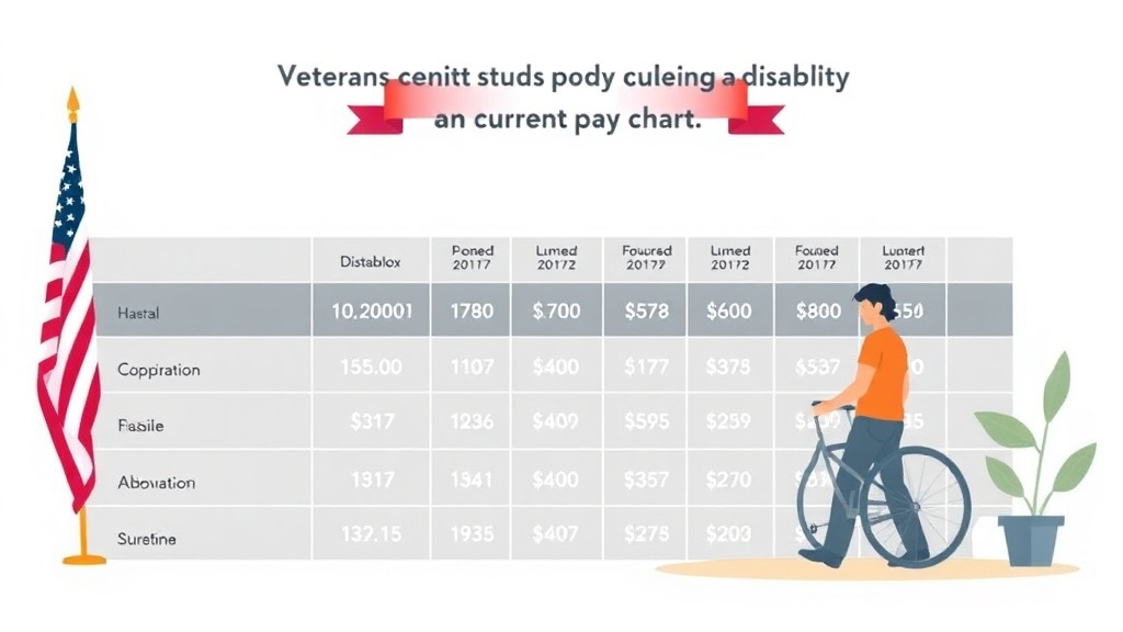 Illustration showing key concepts related to va disability compensation rates: current pay chart