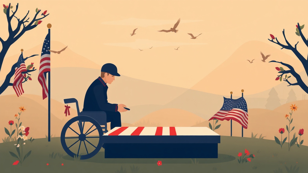 Illustration showing key concepts related to va burial benefits and memorial services
