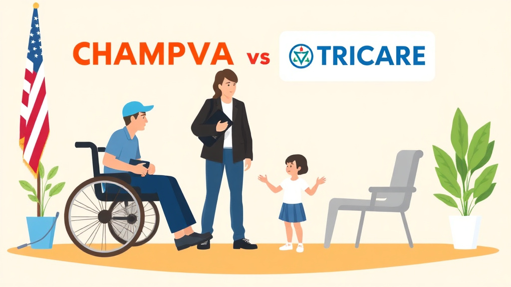 Illustration showing key concepts related to champva vs tricare: which covers your family