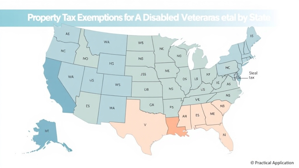 Visual guide for practical steps in property tax exemptions for disabled veterans by state