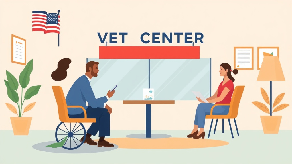 Illustration showing key concepts related to vet center services: community counseling